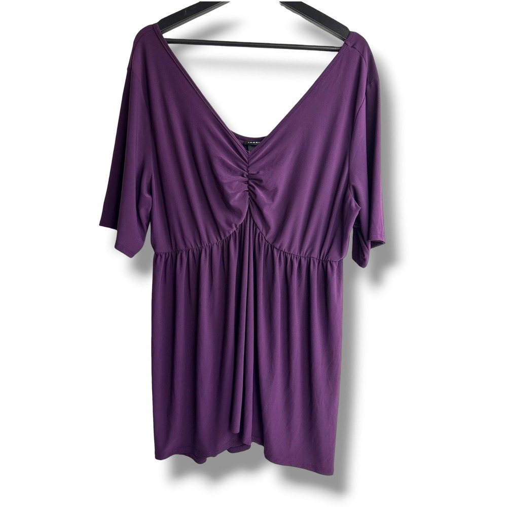 Torrid Purple Empire Waist Cinched Bust V-Neck Tunic Top Plus Size 3 3X 10313708